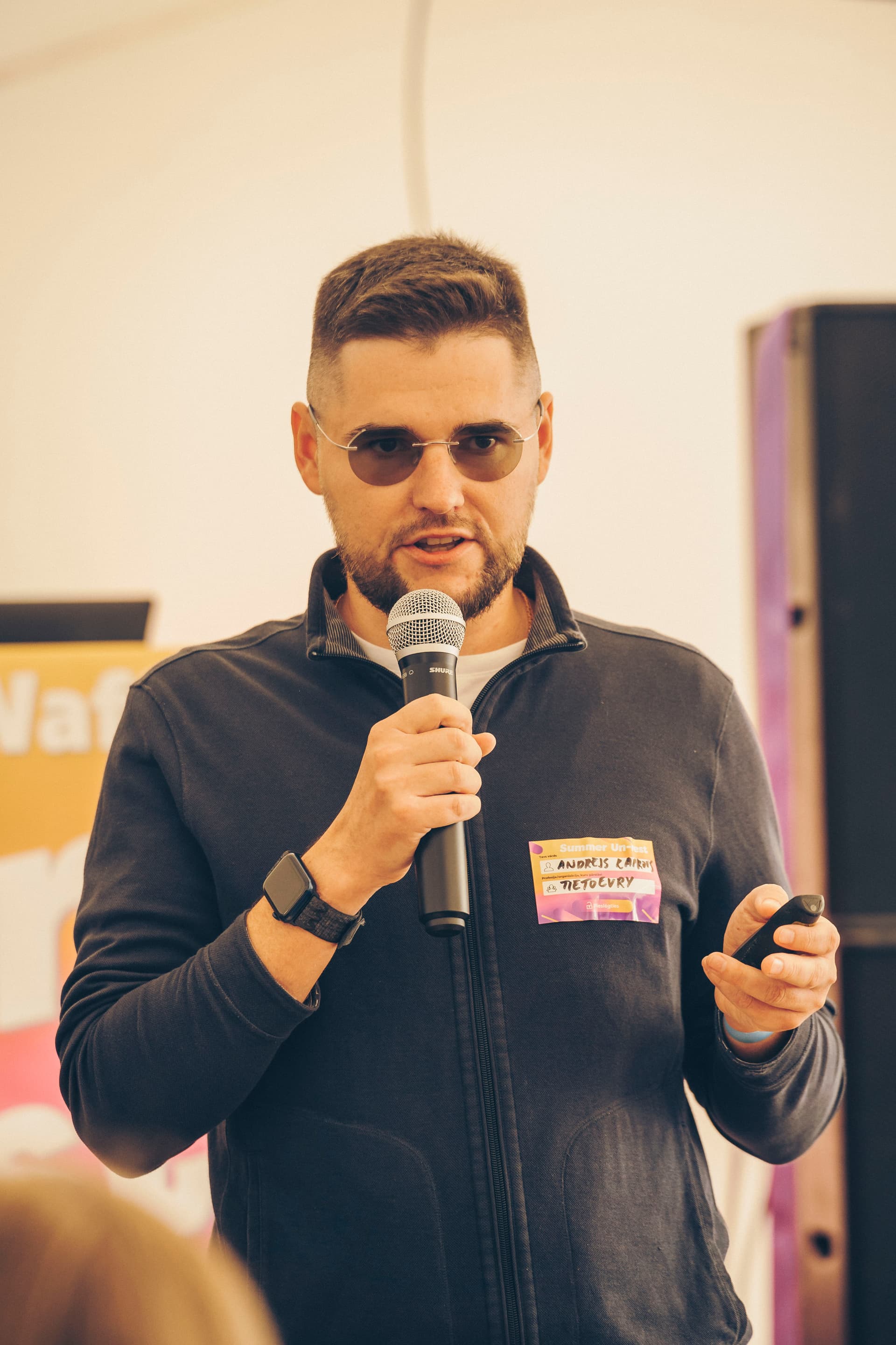 Andrejs Karpovs speaking at Summer Unrest